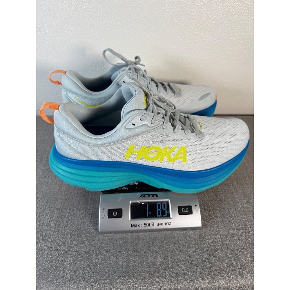 Hoka One One Bondi 8 Mens 11.5 D Ice Flow Bit Of Blue Running Shoes Walking New - Picture 14 of 14